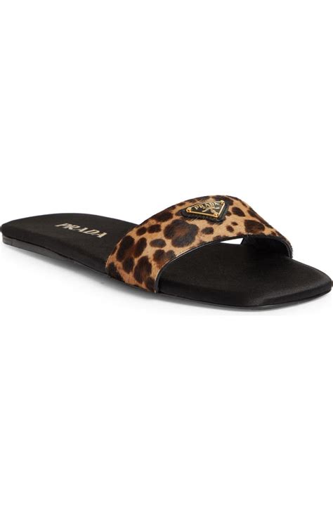 Prada Animal Print Genuine Calf Hair Slide Sandal (Women).